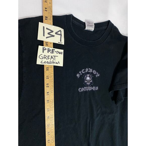 Sick Boy Choppers T-Shirt Size Large Black Short Sleeve Skull Graphic Tee - Picture 4 of 9